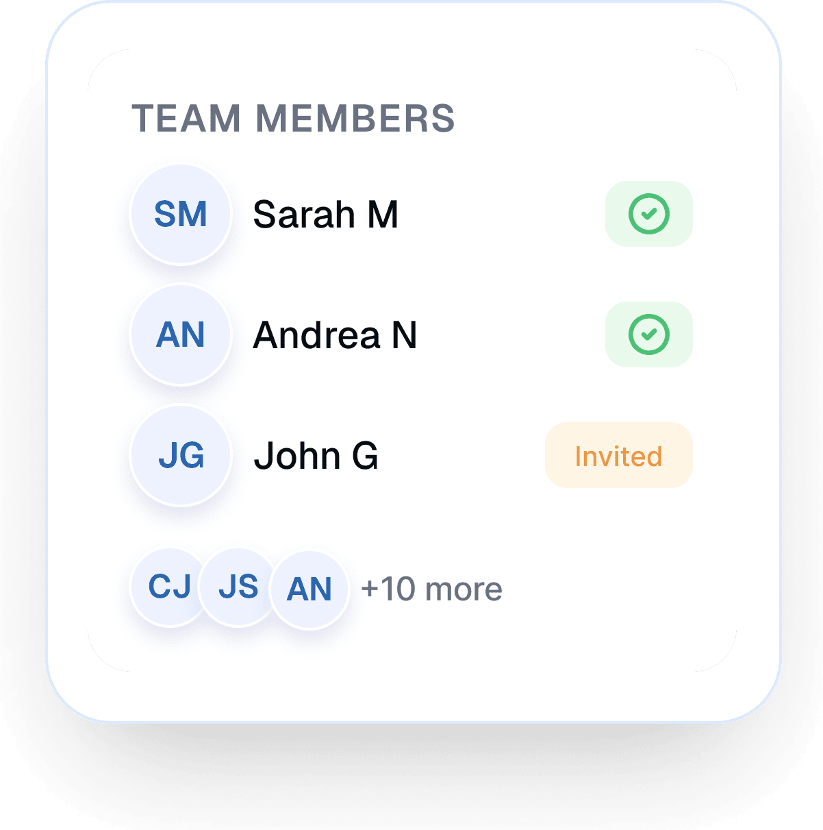 Team members invitation preview.