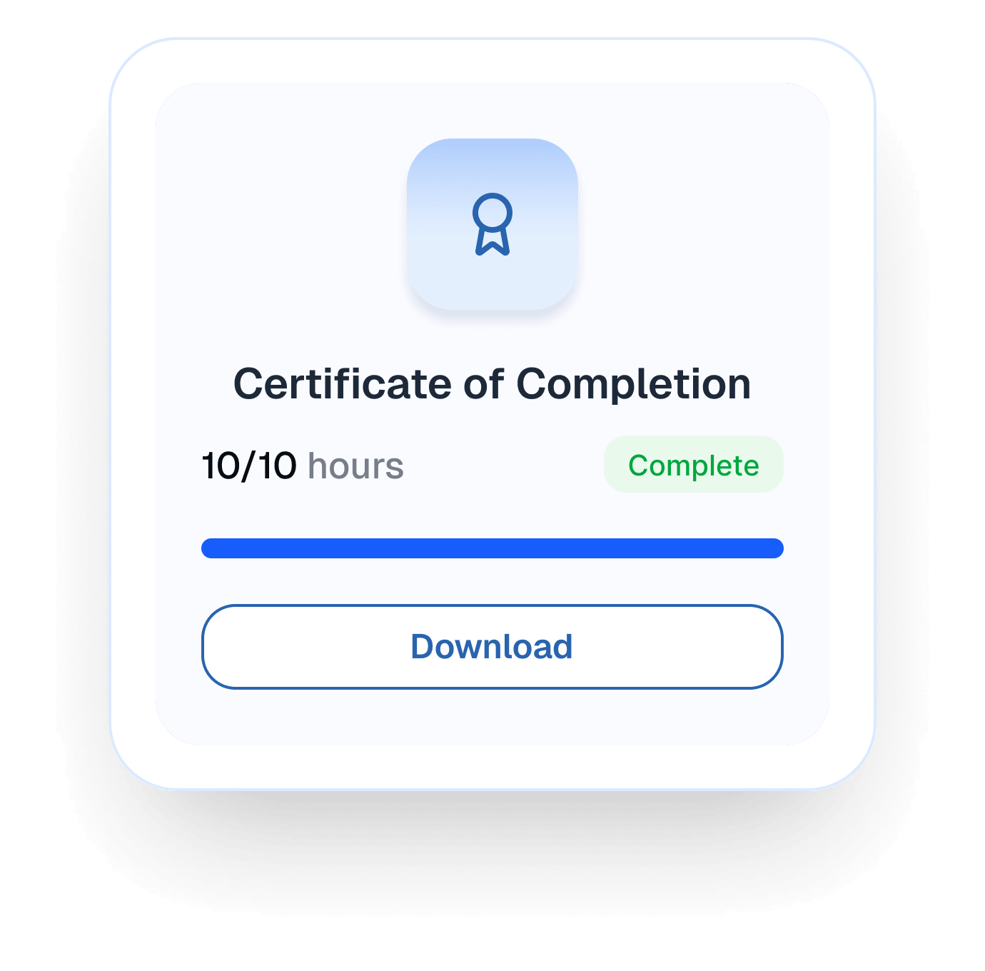 Certificate of completion preview.